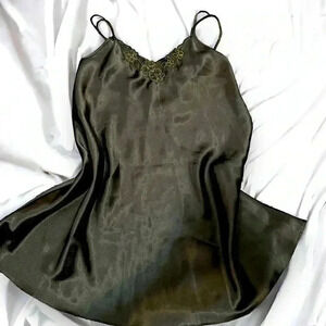 Versailles vintage black and gold floral embellished mini  slip dress S